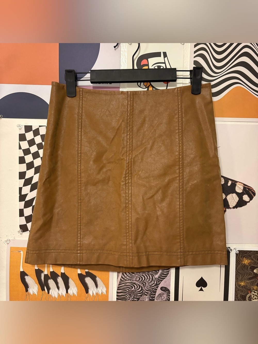 Free People Tan Brown Faux Leather Mini Skirt